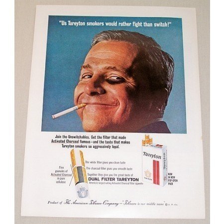1962 Tareyton Cigarettes Color Tobacco Print Ad - Rather Fight Than Switch