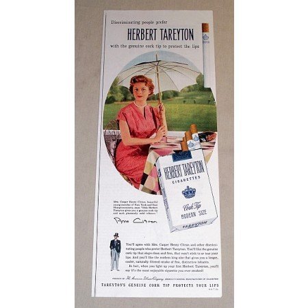 1954 Herbert Tareyton Cigarettes Color Tobacco Print Ad - Ann Citron