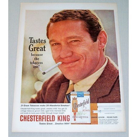 1963 Chesterfield King Cigarettes Color Tobacco Print Ad