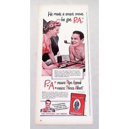 1947 Prince Albert Pipe Tobacco Backgammon Game Color Print Ad - Made A Smart Move