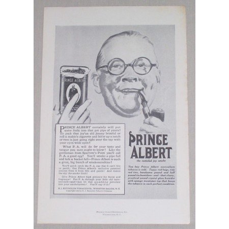 1919 Prince Albert Pipe Tobacco Vintage Print Ad - Joy Smoke