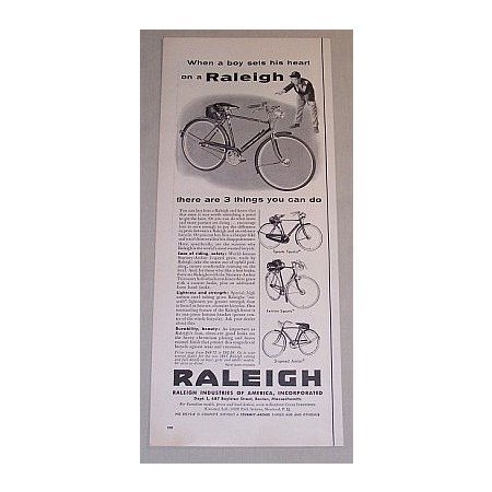 1955 Raleigh Sports Tourist Lenton 3-Speed Jr Bicycle Vintage Print Ad