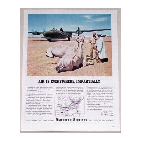 1944 American Airlines Camel Animal Color Print Ad - US Army Transport