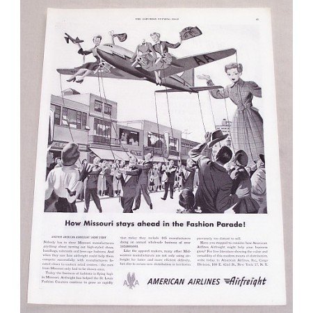 1949 American Airlines Airfreight Vintage Print Ad - Fashion Parade