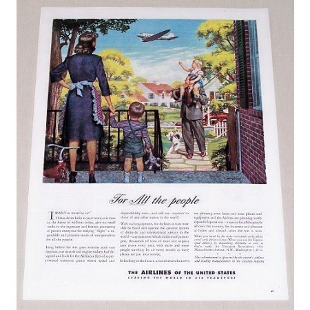 1945 Airlines Of The United States Bingham Art Color Print Ad - For All The People