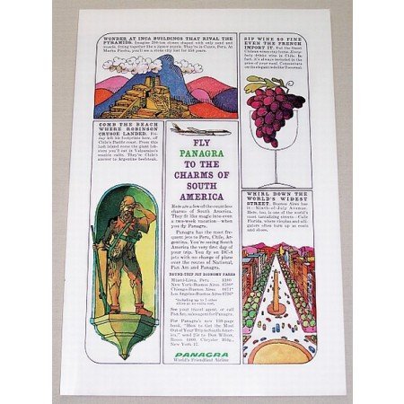 1961 Panagra Airlines Color Print Retro Art Ad - Charm Of South America