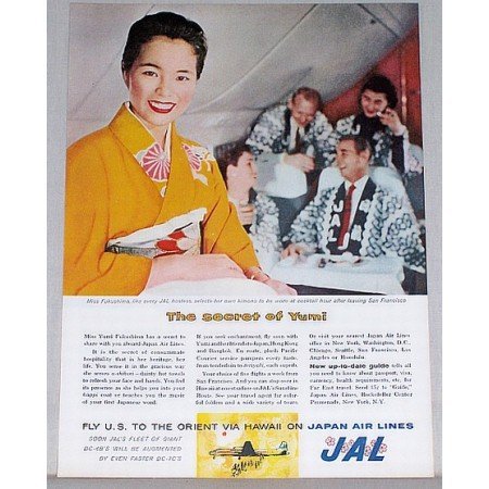1957 Japan Air Lines Color Print Ad - The Secret Of Yumi