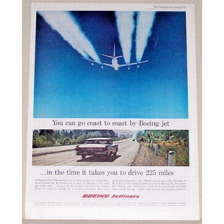 1961 Boeing Jetliners Color Print Ad - Coast To Coast