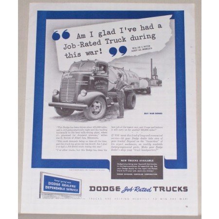 1945 Dodge Job Rated Trucks Milk Truck Vintage Print Ad