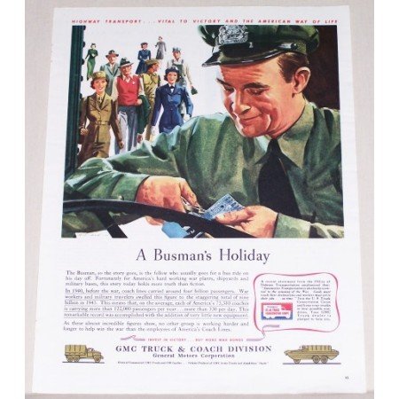1944 GMC Truck Color Print Ad - Busman's Holiday