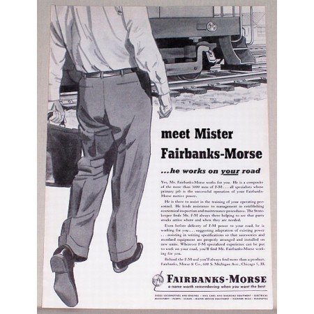 1953 Fairbanks Morse Railroad Color Print Ad - Meet Mister
