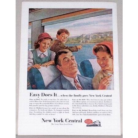 1954 New York Central System Color Print Ad - Easy Does It