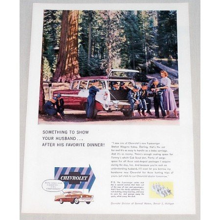 1956 Chevrolet 9 Passenger Station Wagon Automobile Color Print Car Ad