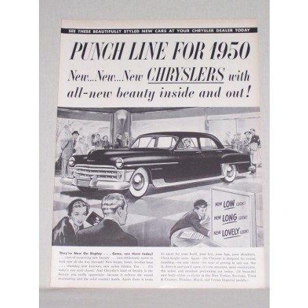 1950 Chrysler New Yorker Sedan Automobile Vintage Print Car Ad - Punch Line