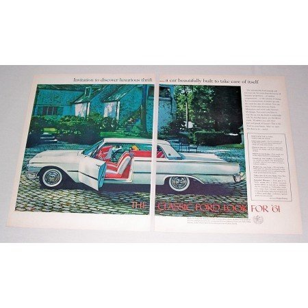 1961 Ford Galaxie Club Victoria Automobile 2 Page Color Print Car Ad