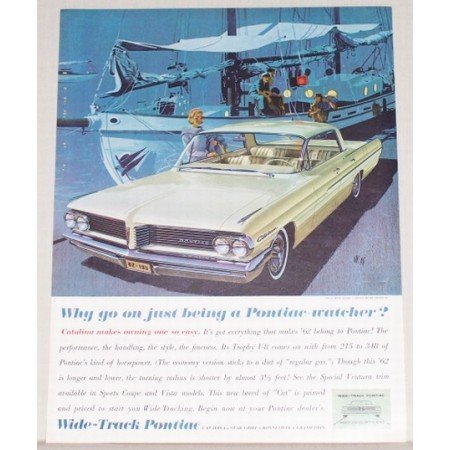 1962 Pontiac Catalina Automobile Color Print Car Ad