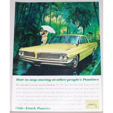 1961 Pontiac Catalina 2 Door Automobile Color Print Car Ad