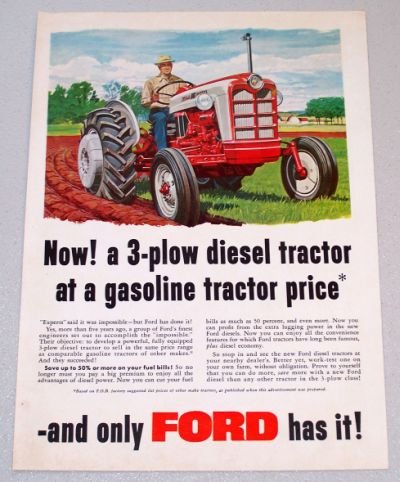 1958 FORD 861 Diesel Tractor Color Art Print Ad