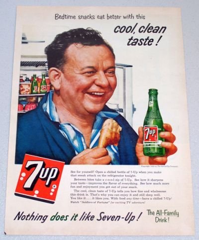 1956 7UP Soda Beverage Art Color Print Ad - Bedtime Snacks Eat Better