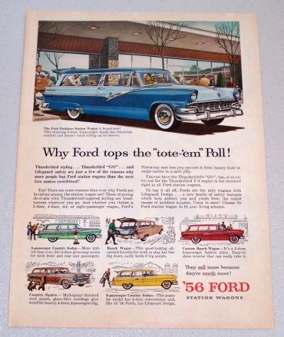 1956 FORD Parklane Station Wagon Automobile Print Car Ad