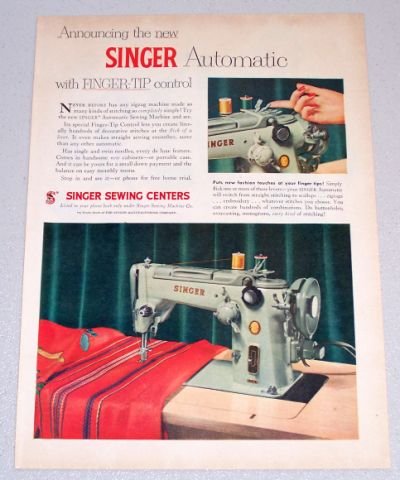 1956 SINGER Automatic Sewing Color Print Ad