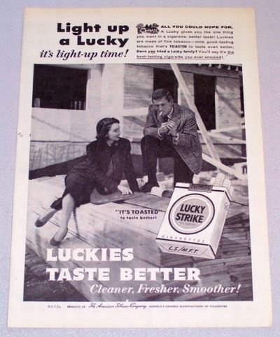 1956 LUCKY STRIKE Cigarettes Tobacco Print Ad