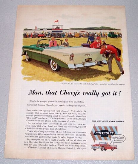 1956 Chevrolet Bel Air Convertible Automobile Color Print Car Art Ad