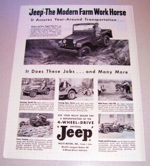 1955 Willys Jeep 4 Wheel Drive Universal Print Ad