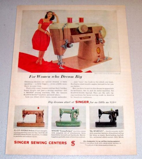 Color Print Ad Singer Slant O Matic Sewing Machine