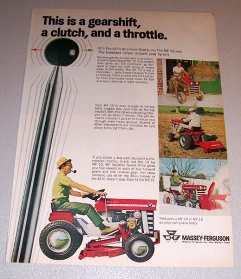 1968 Color Print Ad MF Massey Ferguson Hydra Speed 12 Lawn Tractor