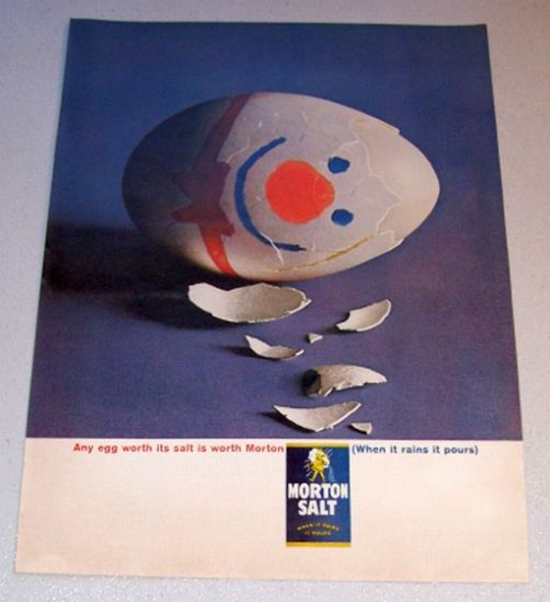 1963 Morton Salt Egg Art Color Print Ad