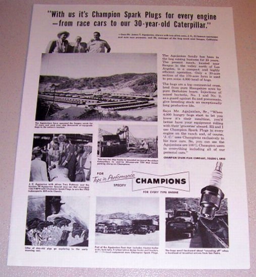 1953 Print Ad Champion Spark Plugs Jame JC Eli Agajanian Saugus California