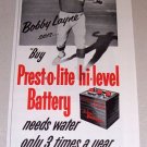 1953 Print Ad Prest-o-lite Battery Celebrity NFL Lions Quarterback Bobby Layne