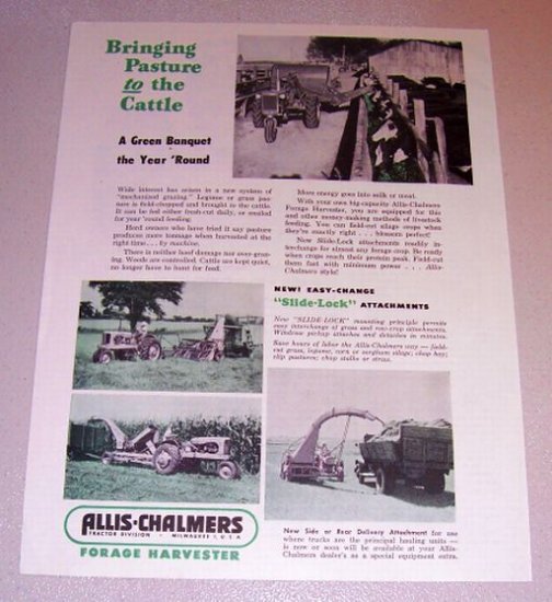 1954 Print Ad Allis Chalmers Forage Harvester Farm Implement