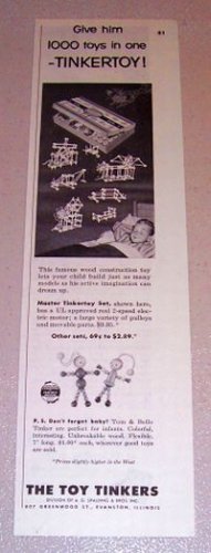 1954 Master Tinkertoy Toys Set Print Ad