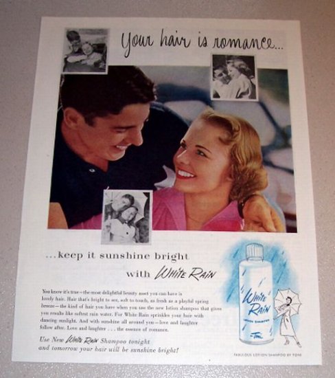 1954 White Rain Lotion Shampoo Color Print Ad