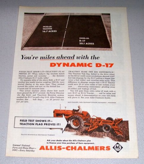 1959 Allis Chalmers D-17 Farm Tractor Color Print Ad
