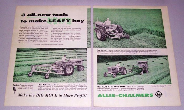 1959 Allis Chalmers 2 Page Tractors Equipment Print Ad