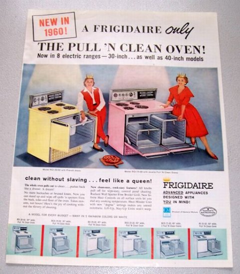 1960 Frigidaire Electric Range Ovens Models RCI-39-60 RCI-75-60 Color Print Ad
