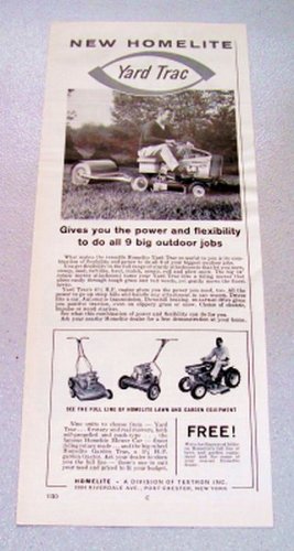 1961 Homelite Yard Trac Riding Mower Print Ad