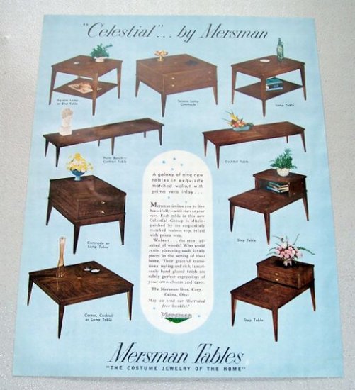 1961 Mersman Celestial Group Tables Color Print Ad