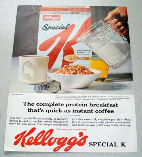 1961 Kelloggs Special K Cereal Color Print Ad