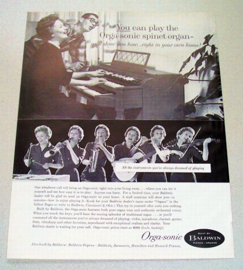 1961 Baldwin Orga-sonic Spinet Organ Print Ad