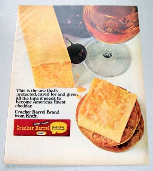 1969 Kraft Cracker Barrel Cheddar Cheese Color Print Ad