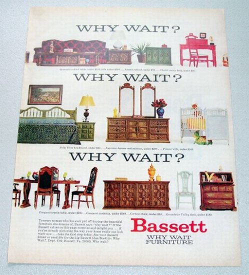 1969 Bassett Furniture Color Print Ad