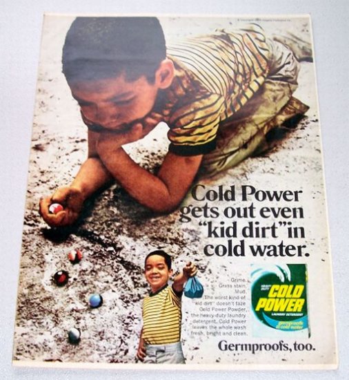 1969 Cold Power Laundry Detergent Color Print Ad