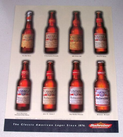 1997 Budweiser Beer Bud Bottles Color Print Ad