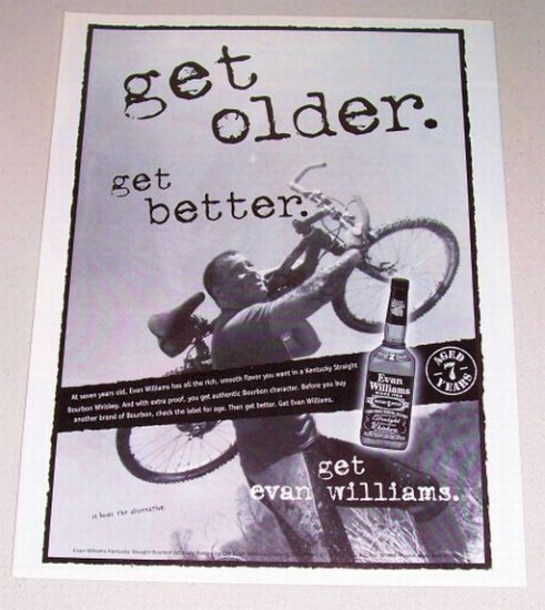 1998 Evan Williams Straight Bourbon Whiskey Bicycling Print Ad