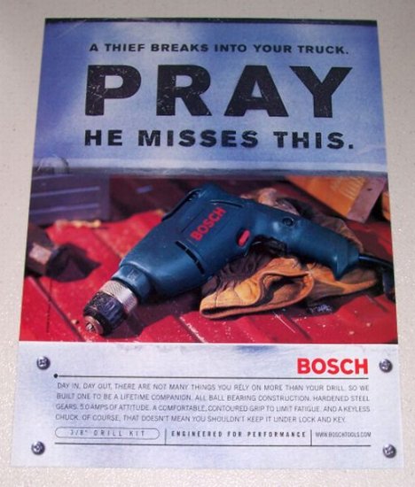 1998 Bosch Tools Power Drill Color Print Ad