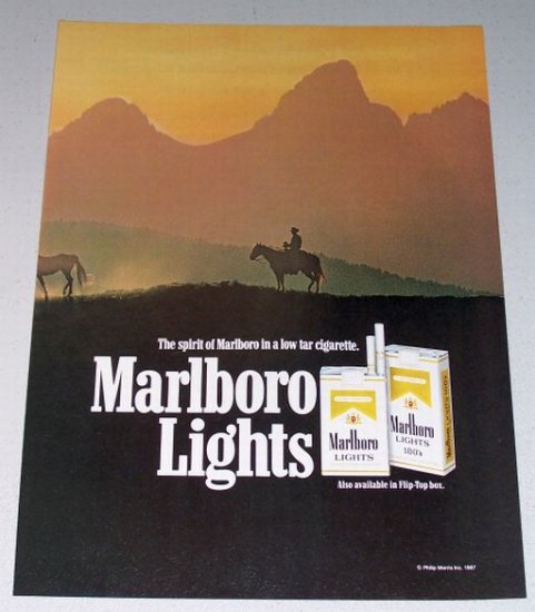 1987 Marlboro Cigarettes Horses Western Scene 2 Page Color Print Ad